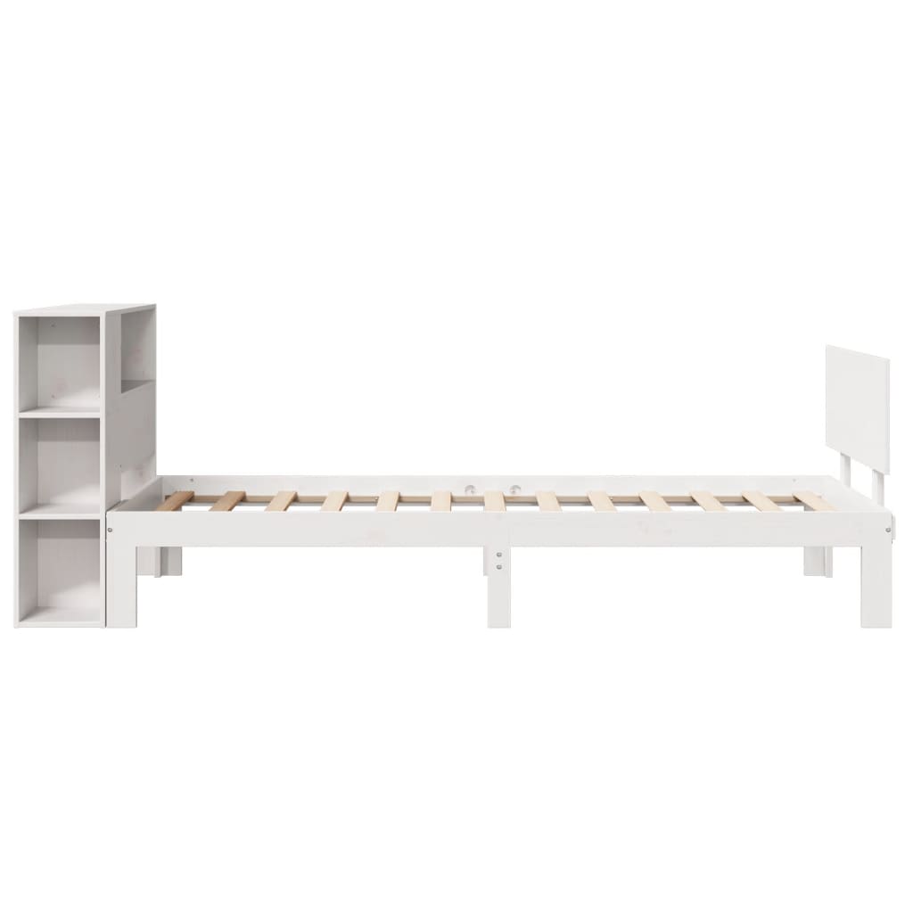 Bookcase Bed without Mattress White 100x200cm Solid Wood Pine