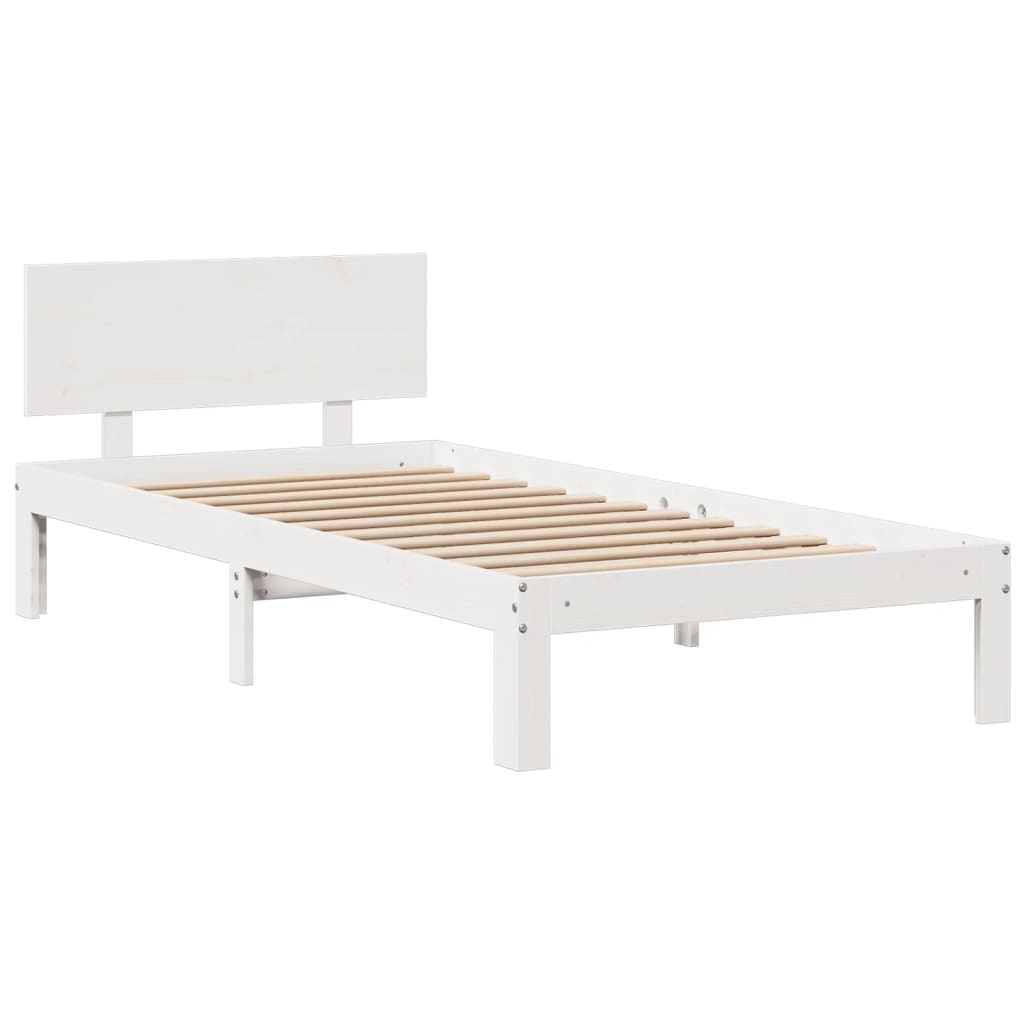 Bookcase Bed without Mattress White 100x200cm Solid Wood Pine