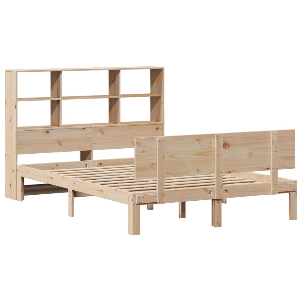 Bookcase Bed without Mattress 140x190cm Solid Wood Pine