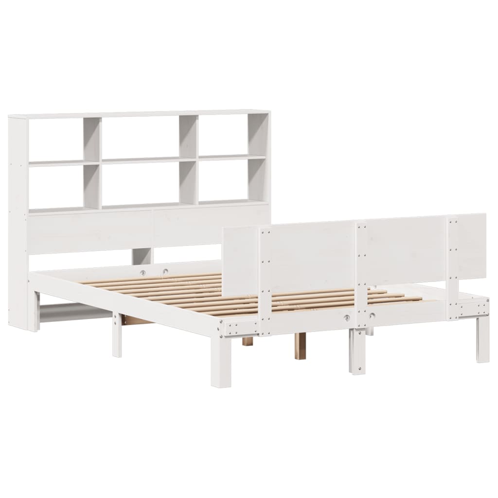 Bookcase Bed without Mattress White 140x190cm Solid Wood Pine