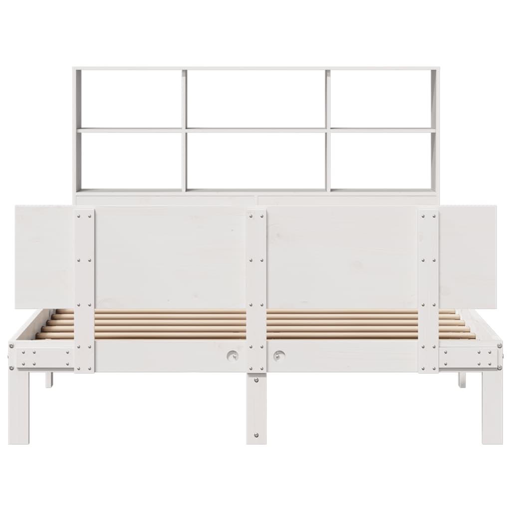 Bookcase Bed without Mattress White 140x190cm Solid Wood Pine