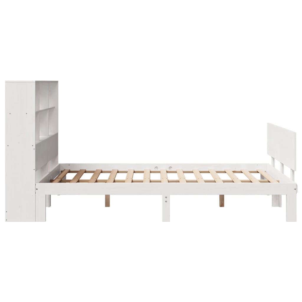 Bookcase Bed without Mattress White 140x190cm Solid Wood Pine