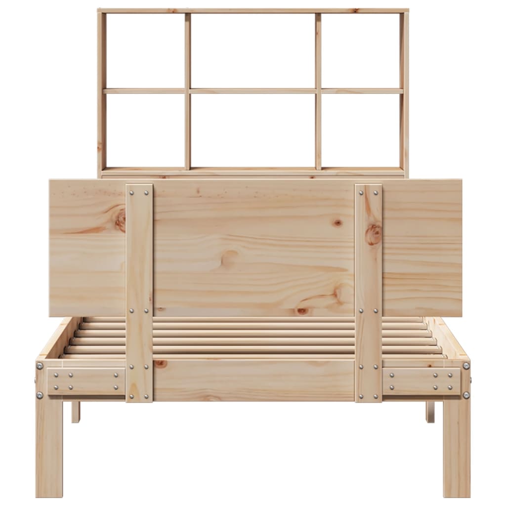 Bookcase Bed without Mattress 90x200cm Solid Wood Pine