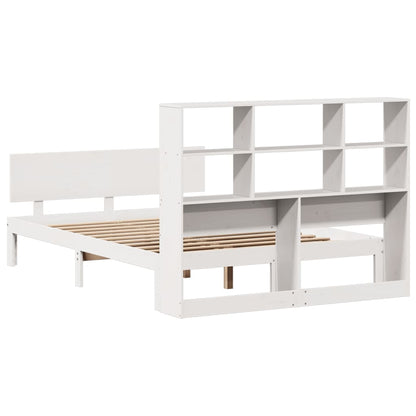 Bookcase Bed without Mattress White 120x200cm Solid Wood Pine