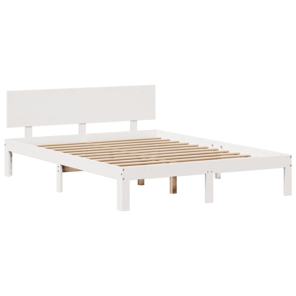 Bookcase Bed without Mattress White 140x200cm Solid Wood Pine