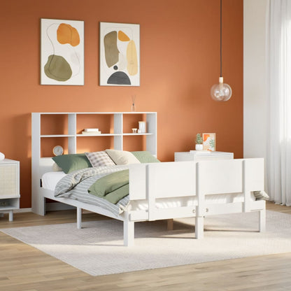 Bookcase Bed without Mattress White 140x200cm Solid Wood Pine