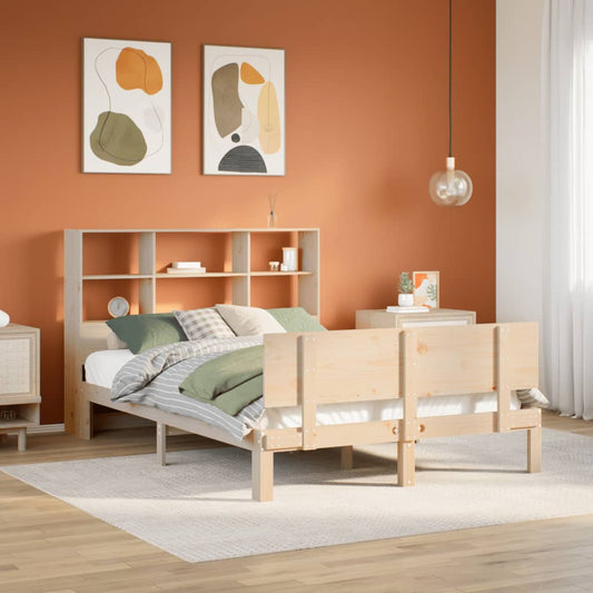 Bookcase Bed without Mattress 150x200 cm King Size Solid Wood Pine