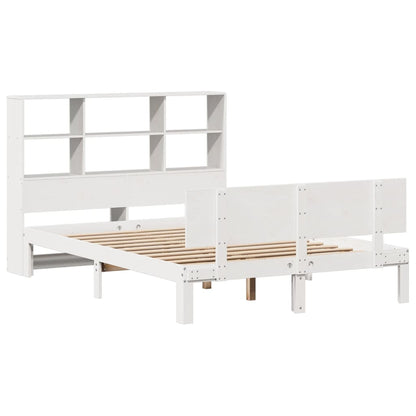 Bookcase Bed without Mattress White 160x200cm Solid Wood Pine