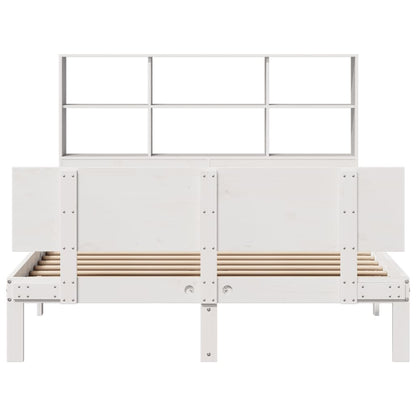 Bookcase Bed without Mattress White 160x200cm Solid Wood Pine