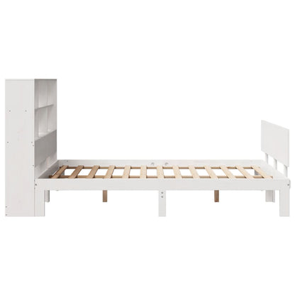 Bookcase Bed without Mattress White 160x200cm Solid Wood Pine