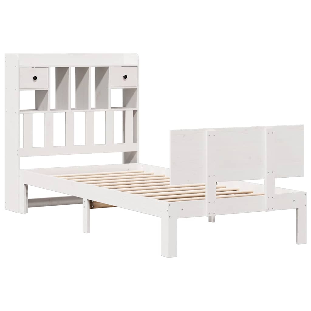 Bookcase Bed without Mattress White 75x190cm Solid Wood Pine