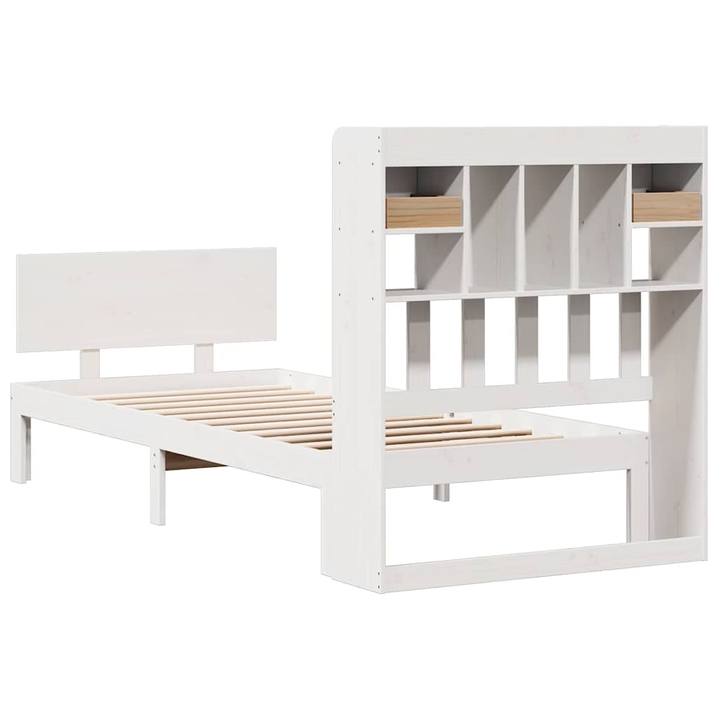 Bookcase Bed without Mattress White 75x190cm Solid Wood Pine