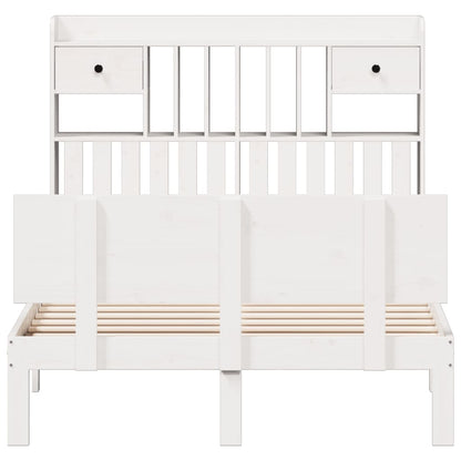 Bookcase Bed without Mattress White 135x190 cm Double Solid Wood Pine