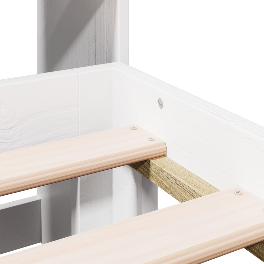 Bookcase Bed without Mattress White 135x190 cm Double Solid Wood Pine