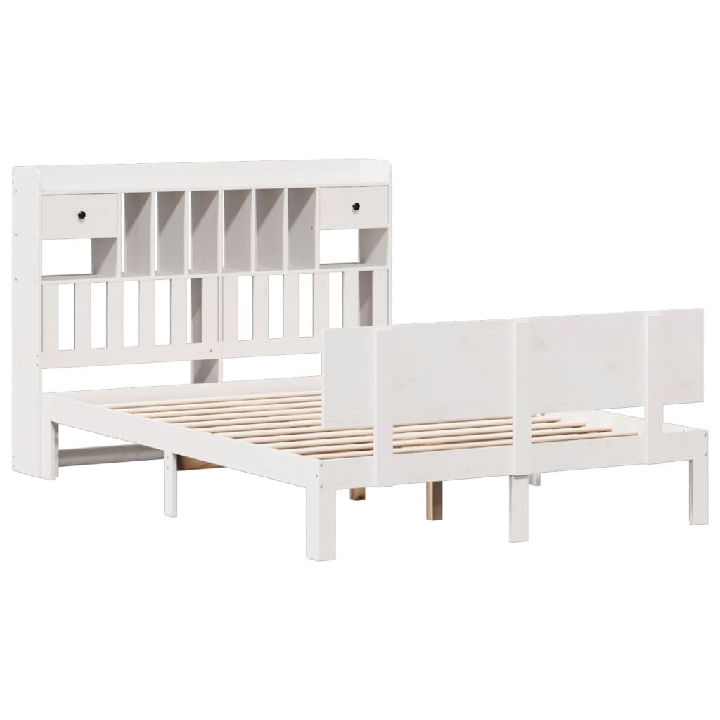 Bookcase Bed without Mattress White 140x190cm Solid Wood Pine