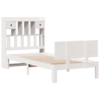 Bookcase Bed without Mattress White 90x200cm Solid Wood Pine