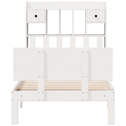 Bookcase Bed without Mattress White 90x200cm Solid Wood Pine