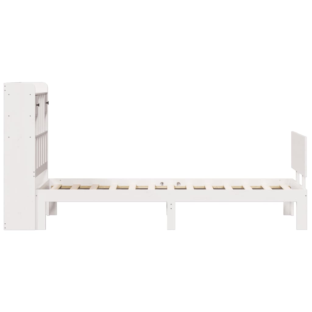 Bookcase Bed without Mattress White 90x200cm Solid Wood Pine