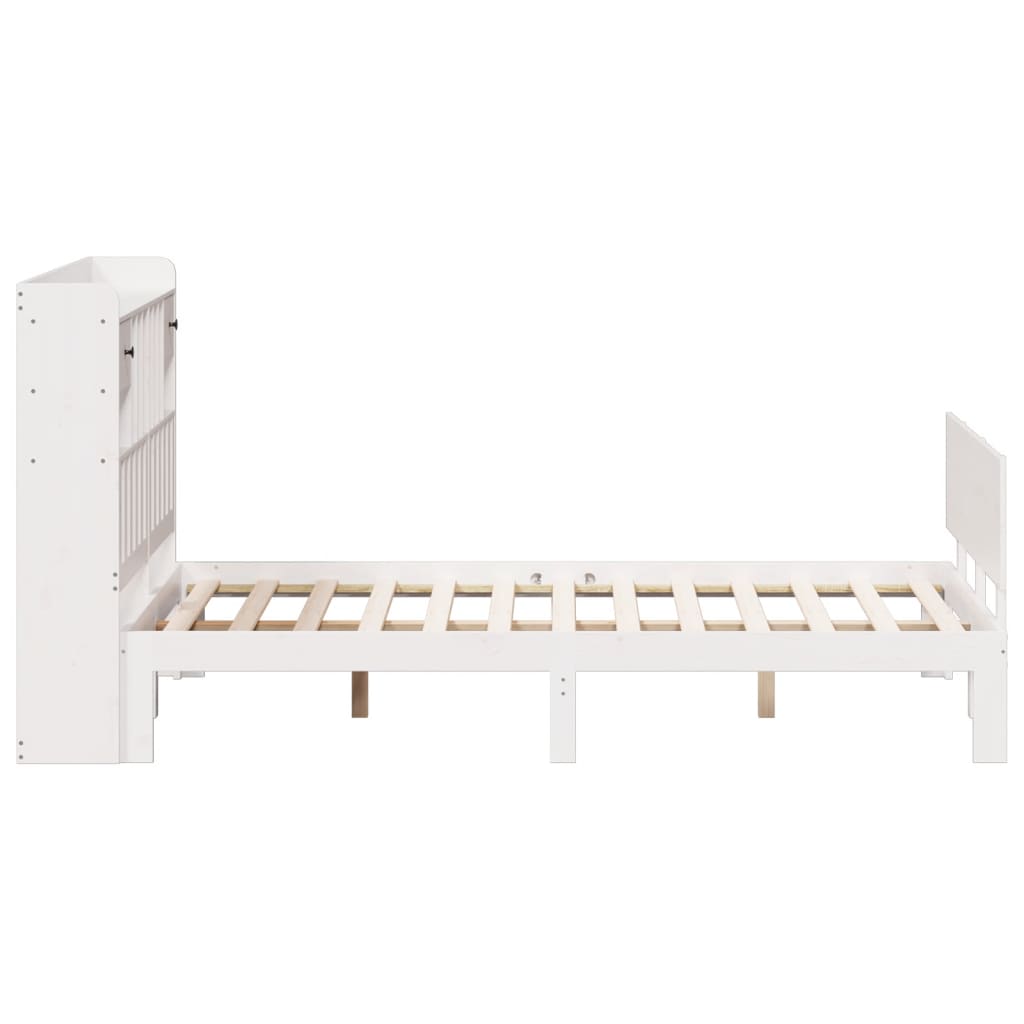 Bookcase Bed without Mattress White 160x200cm Solid Wood Pine