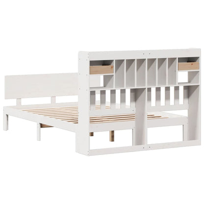 Bookcase Bed without Mattress White 160x200cm Solid Wood Pine
