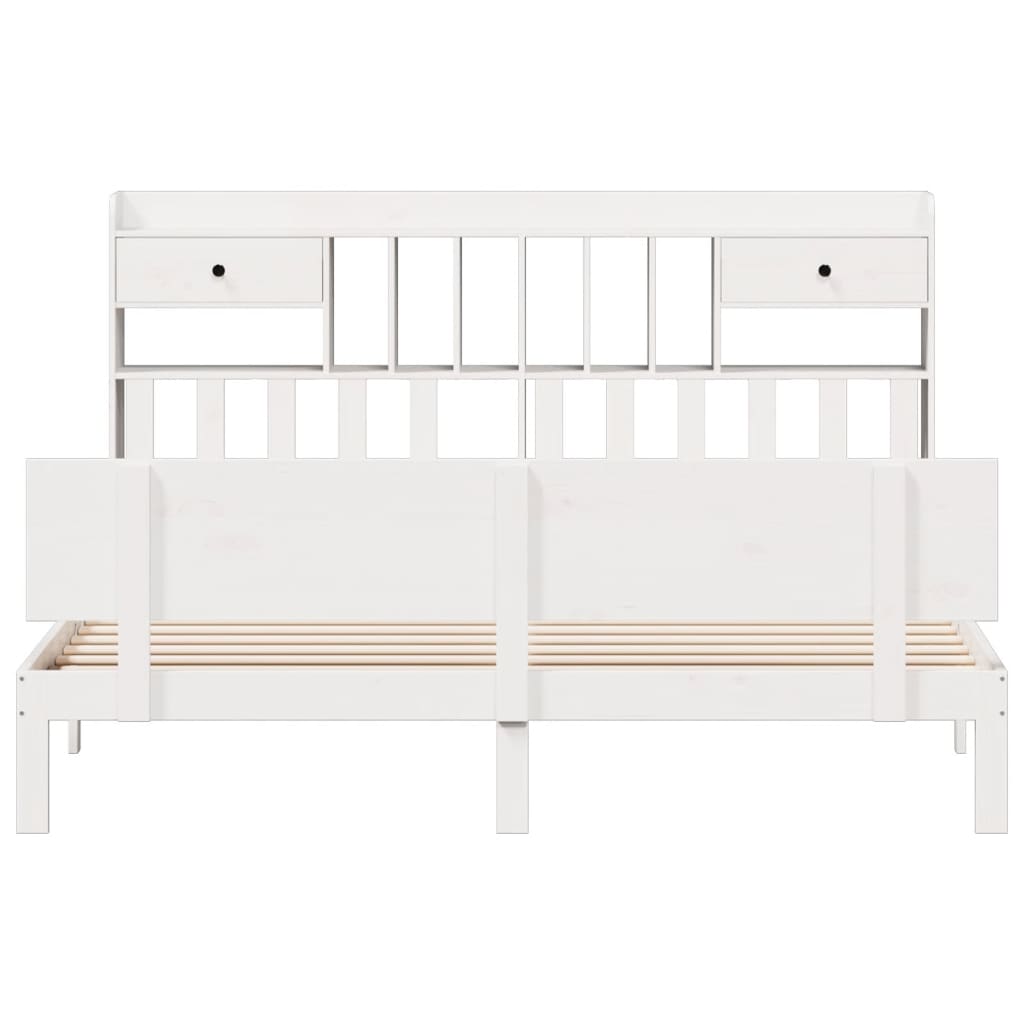 Bookcase Bed without Mattress White 180x200 cm Super King Solid Wood Pine