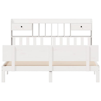 Bookcase Bed without Mattress White 180x200 cm Super King Solid Wood Pine