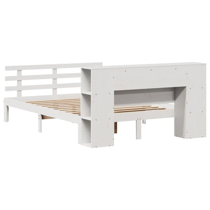 Bookcase Bed without Mattress White 120x190 cm Small Double Solid Wood Pine