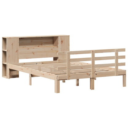 Bookcase Bed without Mattress 135x190 cm Double Solid Wood Pine