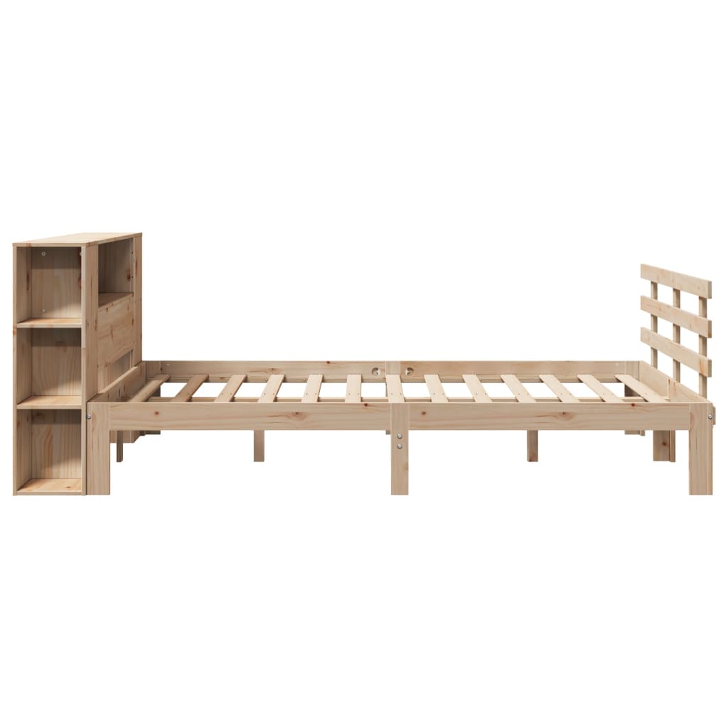 Bookcase Bed without Mattress 150x200 cm King Size Solid Wood Pine