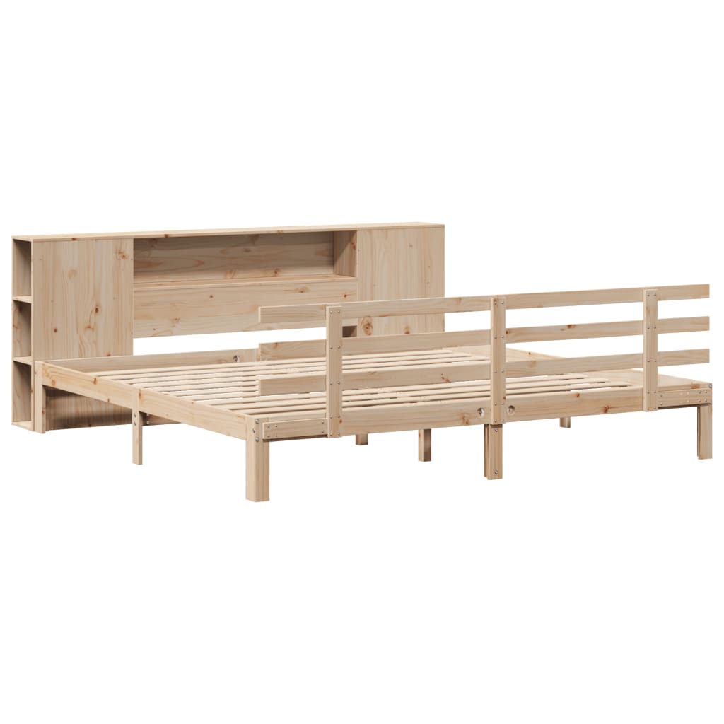 Bookcase Bed without Mattress 180x200 cm Super King Solid Wood Pine