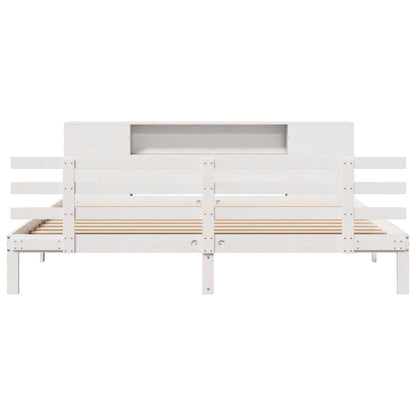 Bookcase Bed without Mattress White 180x200 cm Super King Solid Wood Pine