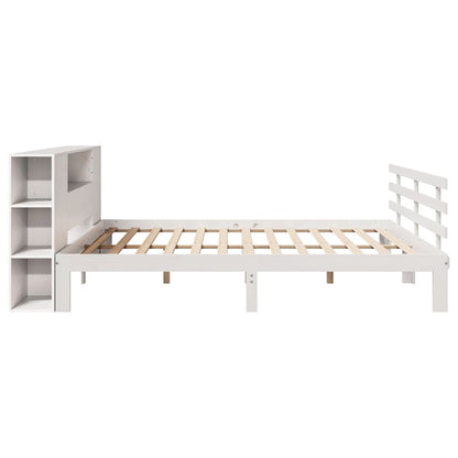 Bookcase Bed without Mattress White 180x200 cm Super King Solid Wood Pine