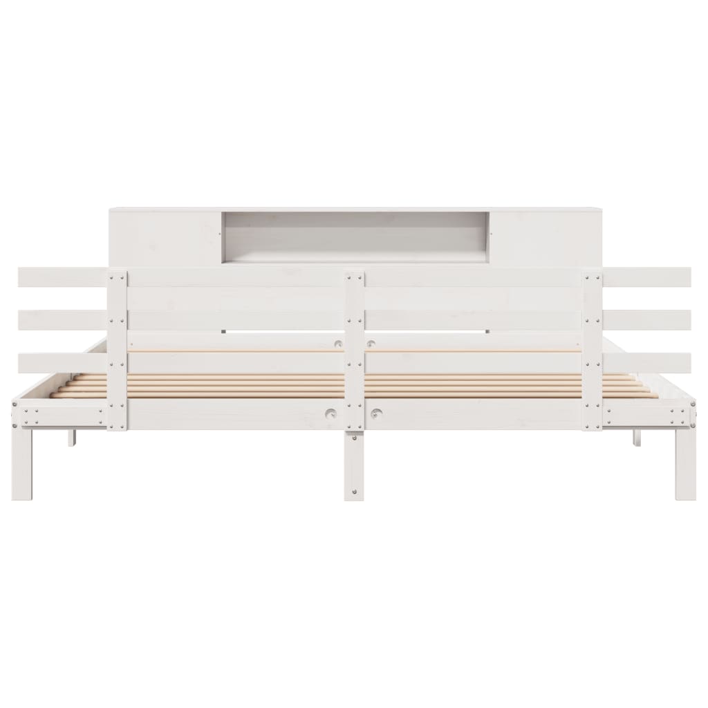 Bookcase Bed without Mattress White 200x200cm Solid Wood Pine
