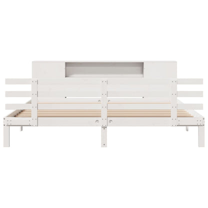 Bookcase Bed without Mattress White 200x200cm Solid Wood Pine