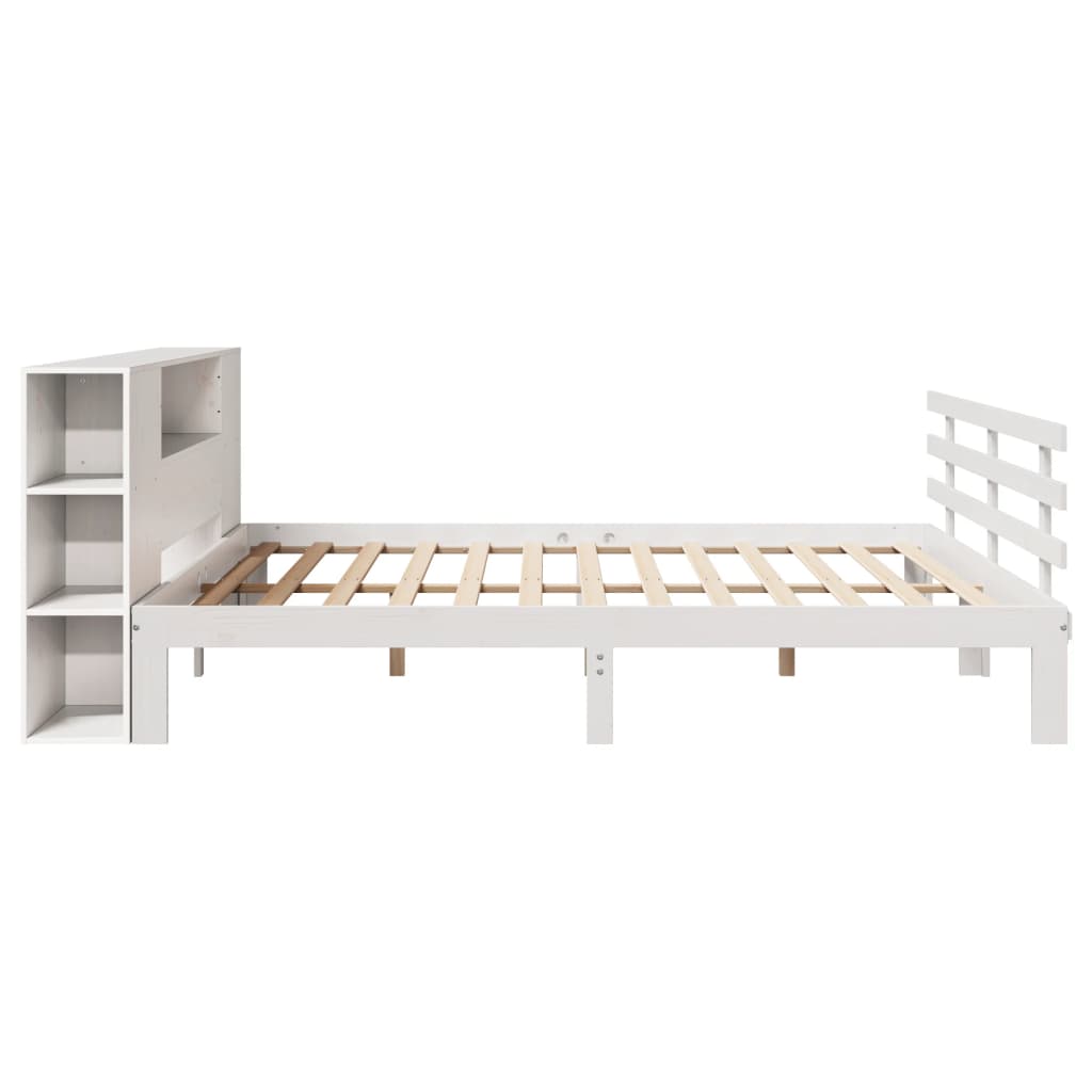 Bookcase Bed without Mattress White 200x200cm Solid Wood Pine