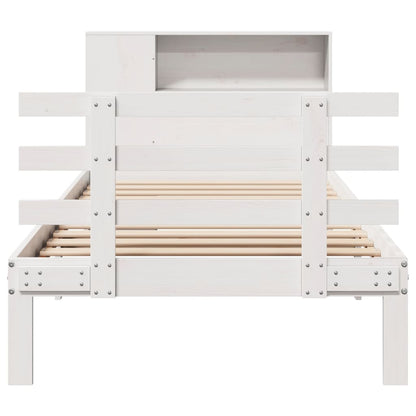 Bookcase Bed without Mattress White 75x190 cm Small Single Solid Wood Pine