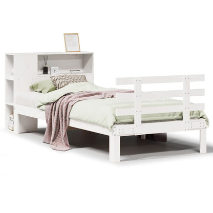 Bookcase Bed without Mattress White 100x200cm Solid Wood Pine