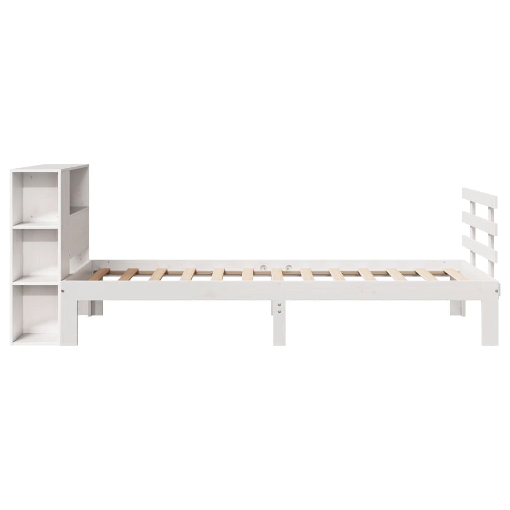Bookcase Bed without Mattress White 100x200cm Solid Wood Pine