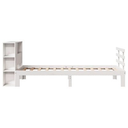 Bookcase Bed without Mattress White 100x200cm Solid Wood Pine