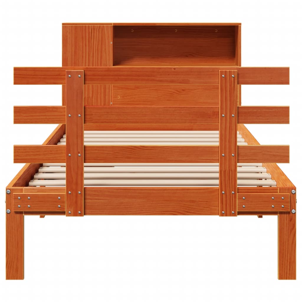Bookcase Bed without Mattress Wax Brown 75x190 cm Small Single Solid Wood Pine
