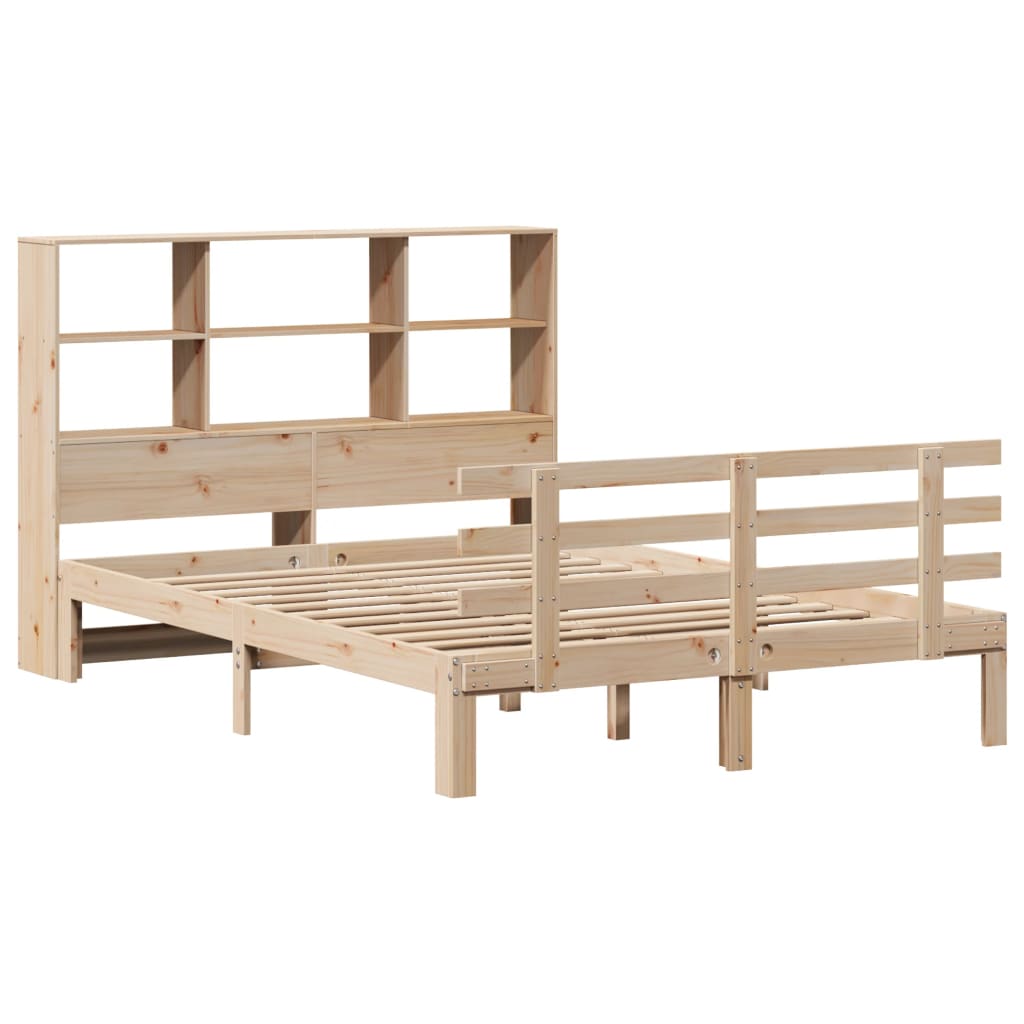 Bookcase Bed without Mattress 140x200cm Solid Wood Pine