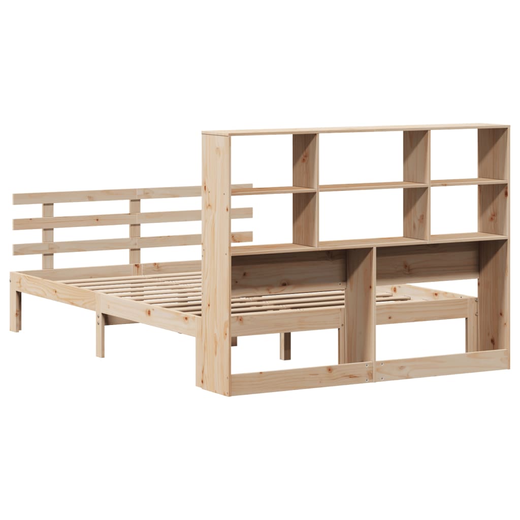 Bookcase Bed without Mattress 140x200cm Solid Wood Pine