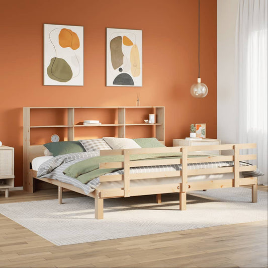 Bookcase Bed without Mattress 180x200 cm Super King Solid Wood Pine