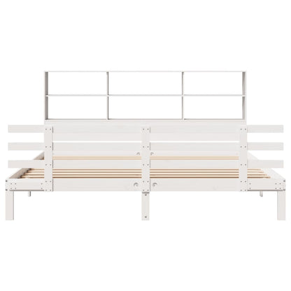 Bookcase Bed without Mattress White 180x200 cm Super King Solid Wood Pine