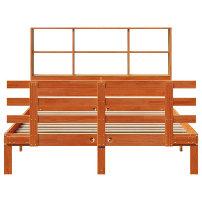 Bookcase Bed without Mattress Wax Brown 140x190cm Solid Wood Pine