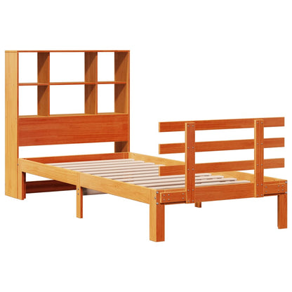 Bookcase Bed without Mattress Wax Brown 100x200cm Solid Wood Pine