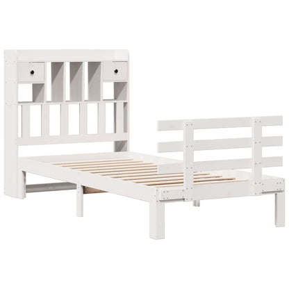 Bookcase Bed without Mattress White 90x190 cm Single Solid Wood Pine