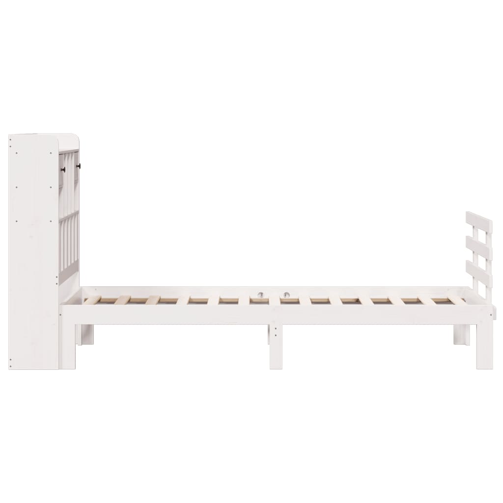 Bookcase Bed without Mattress White 90x190 cm Single Solid Wood Pine