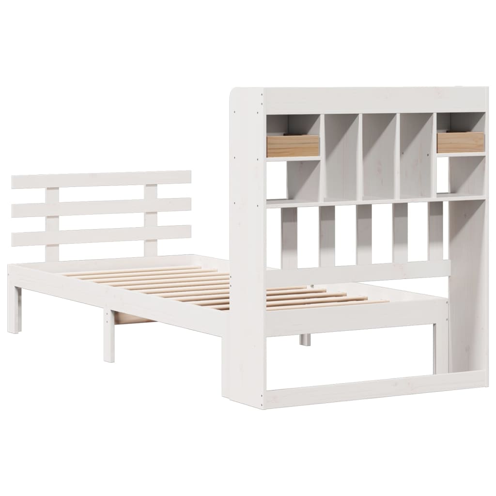 Bookcase Bed without Mattress White 90x190 cm Single Solid Wood Pine