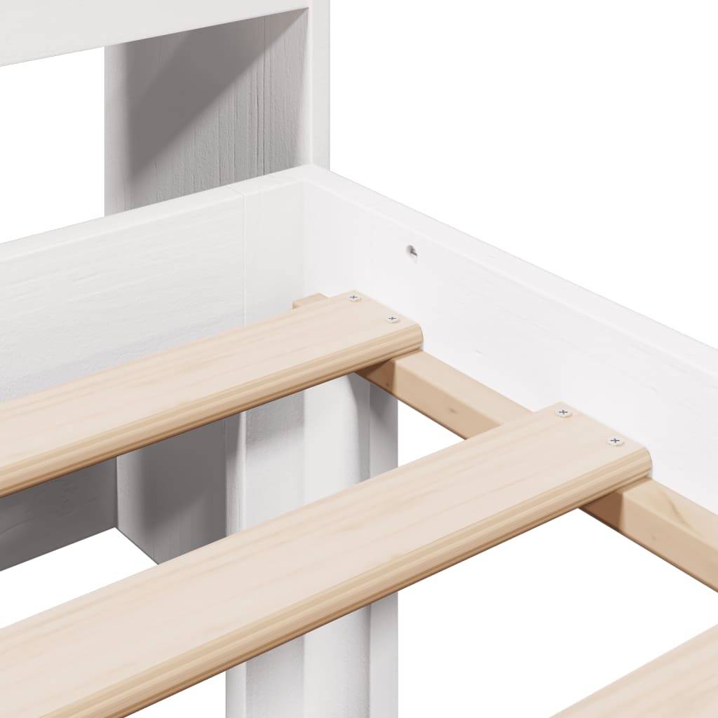 Bookcase Bed without Mattress White 90x190 cm Single Solid Wood Pine